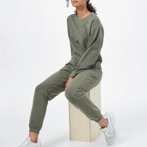 Tentree Set French Terry Balloon Sleeve Crew & Fulton Joggers Sage Green Size S
